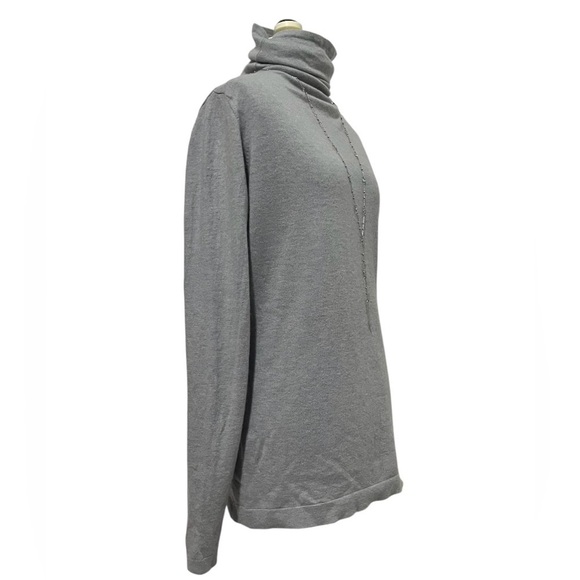 Kinross 100% Cashmere Gray Long Sleeve Slouch Turtle Neck Sweater Size M - Picture 7 of 9